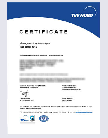 ISO 9001:2015 Certificate